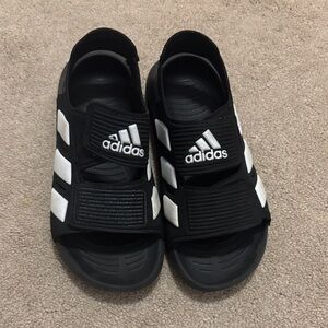 Adidas Kids Black and White Slide Sandals
